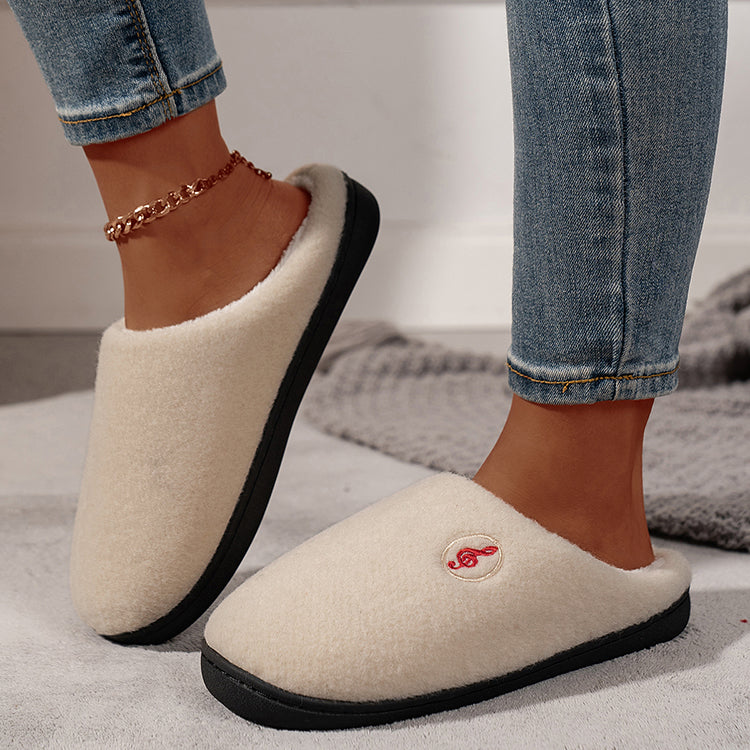 Casual Women’s Home Slippers | Warm & Elegant Music Note Design