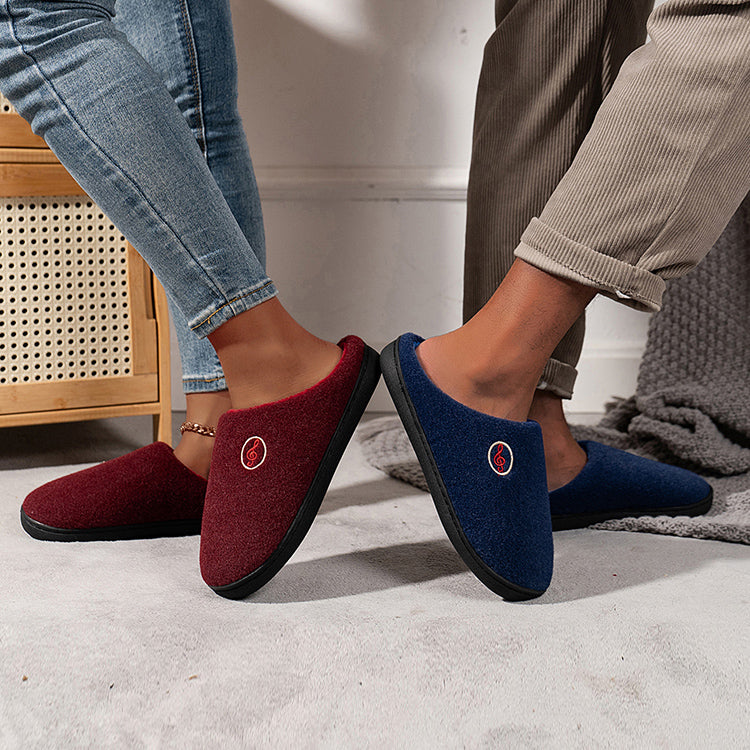 Casual Women’s Home Slippers | Warm & Elegant Music Note Design