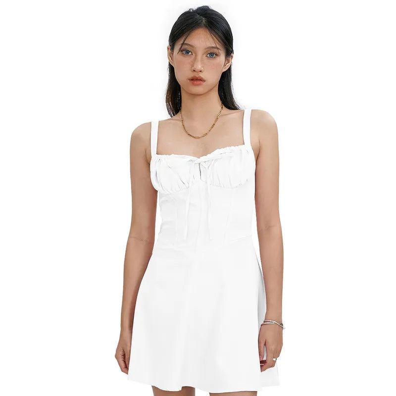 Elegant Tie-Up Fishbone Waist Dress