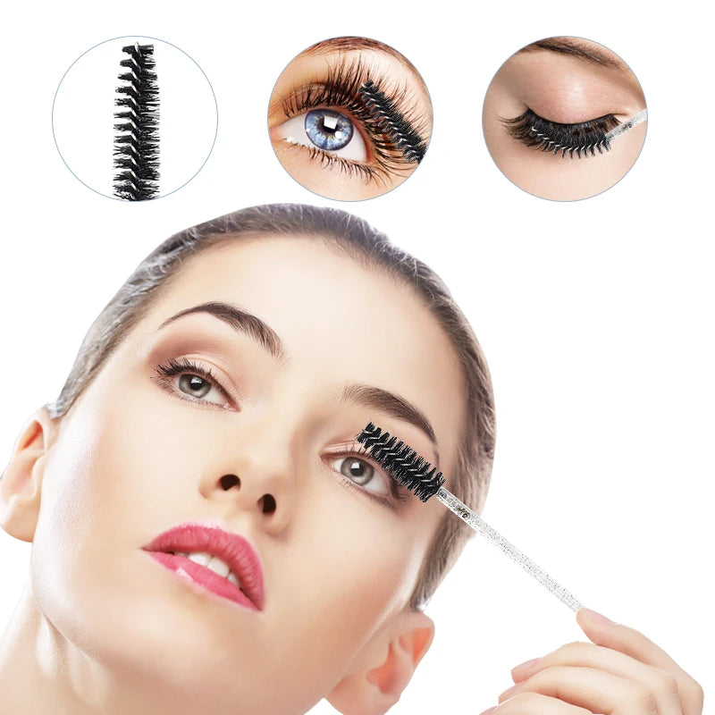 Disposable Crystal Eyelash Brush Comb - 50/100 pcs Mascara Wands Makeup Brushes