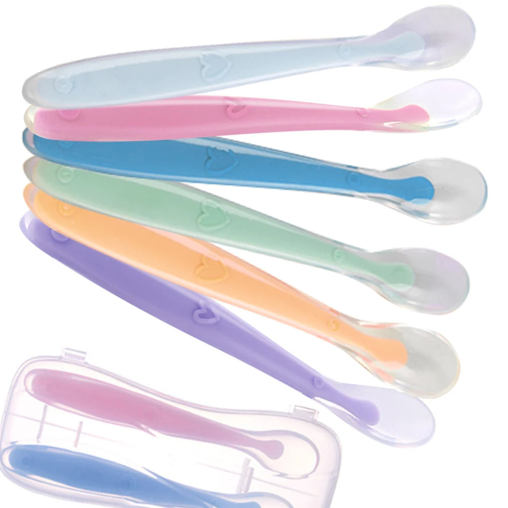 Baby Silicone Soft Training Feeding Spoons with Temperature Sensing