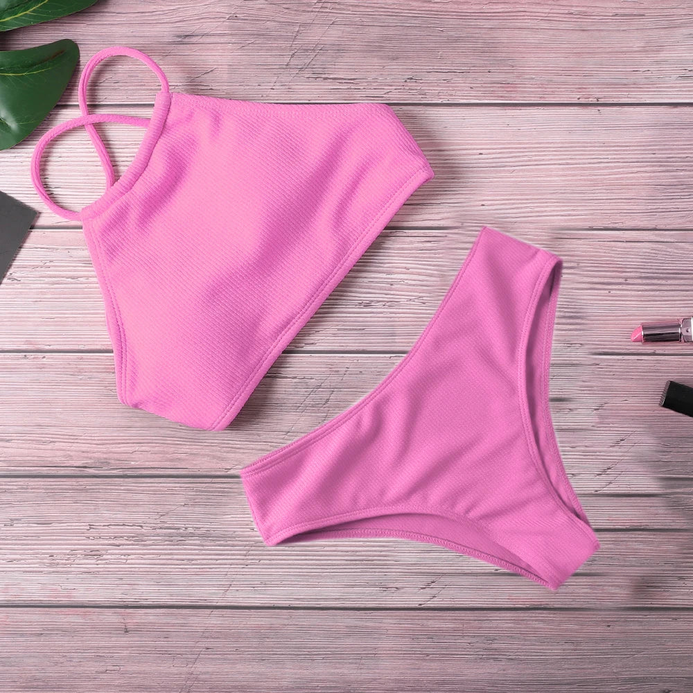 Sexy Solid Push-Up Bikini Set – Women’s Bandage Swimwear Beachwear