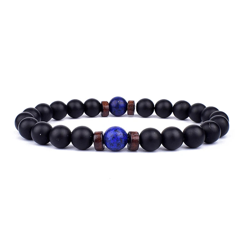 Volcanic Lava Stone & Wooden Bead Bracelet