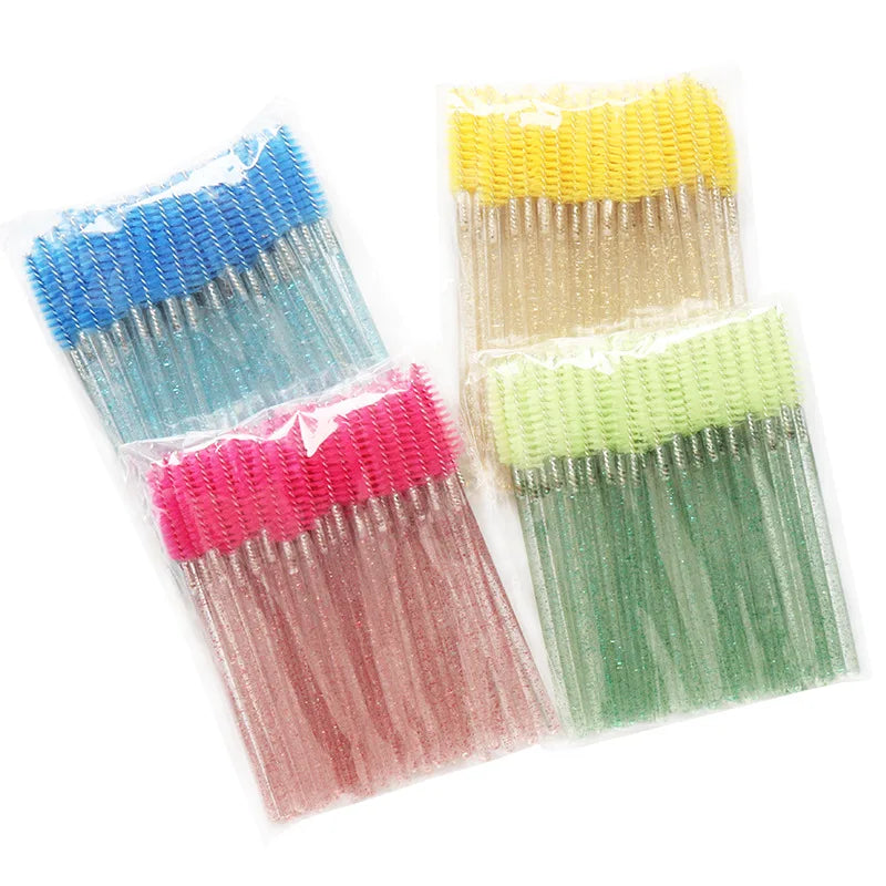 Disposable Crystal Eyelash Brush Comb - 50/100 pcs Mascara Wands Makeup Brushes