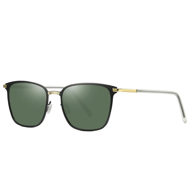 Men’s Square Polarized Sunglasses – Night Vision Driver Metal Shades