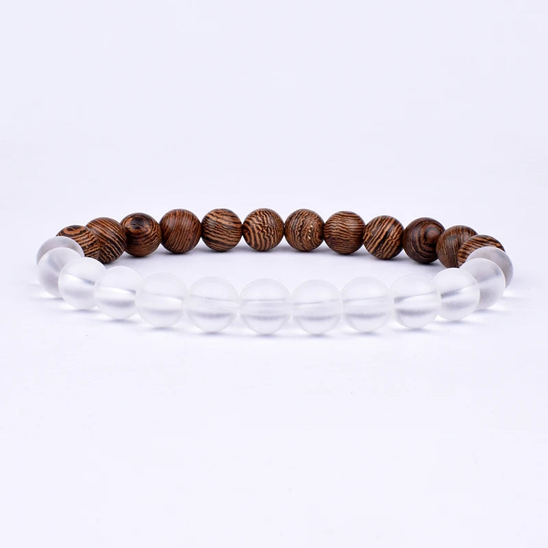 Volcanic Lava Stone & Wooden Bead Bracelet