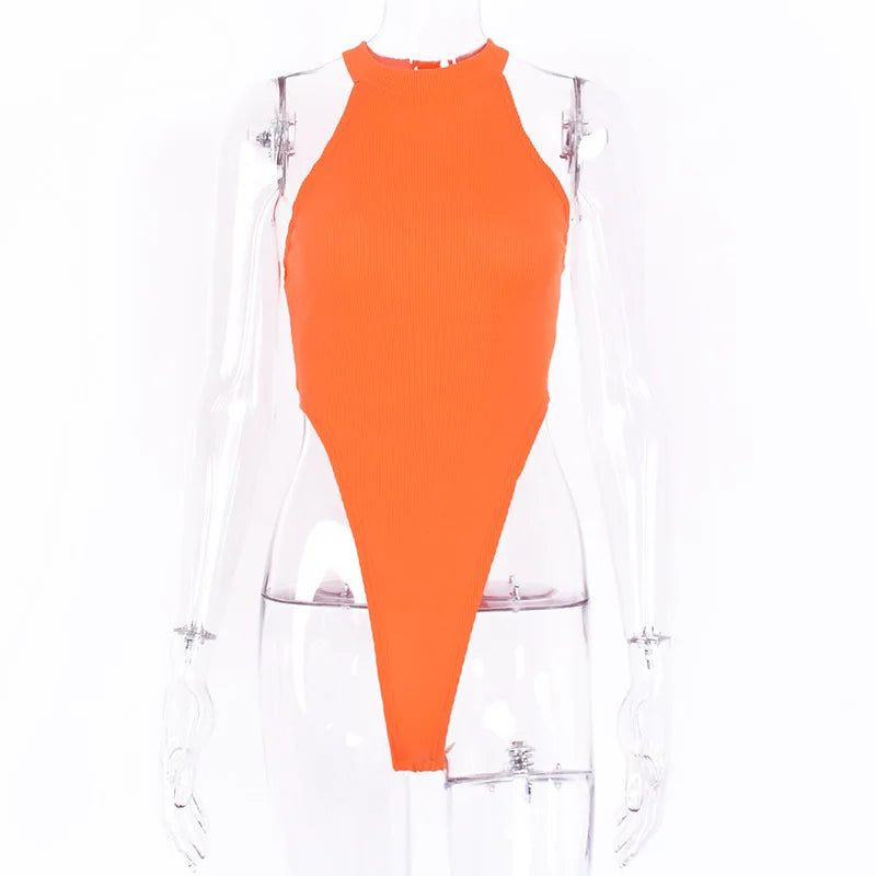 Sexy Neon Women’s Sleeveless Backless Skinny Bodysuit