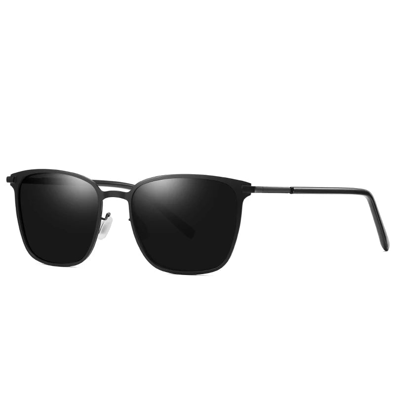 Men’s Square Polarized Sunglasses – Night Vision Driver Metal Shades