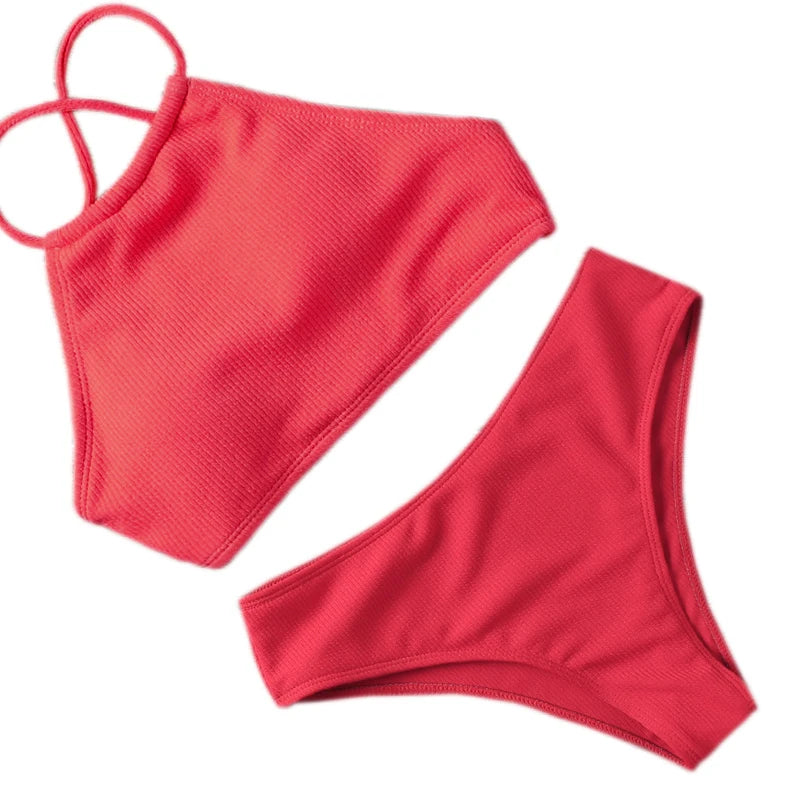 Sexy Solid Push-Up Bikini Set – Women’s Bandage Swimwear Beachwear