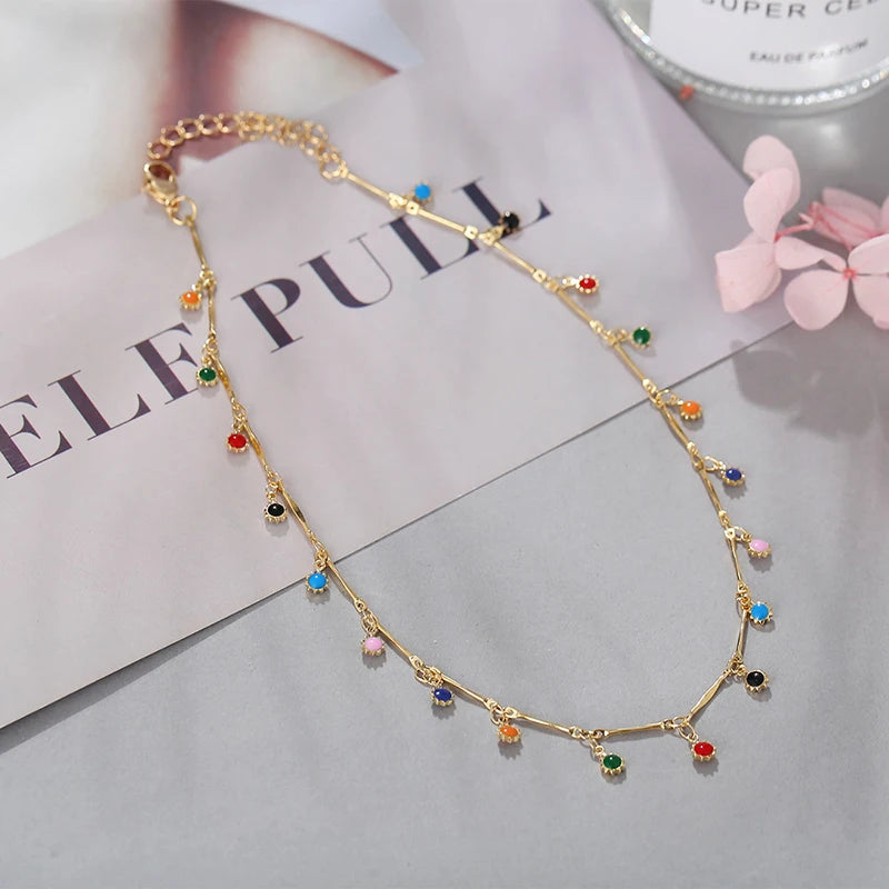 Fashion Simple Candy Color Tassel Necklace