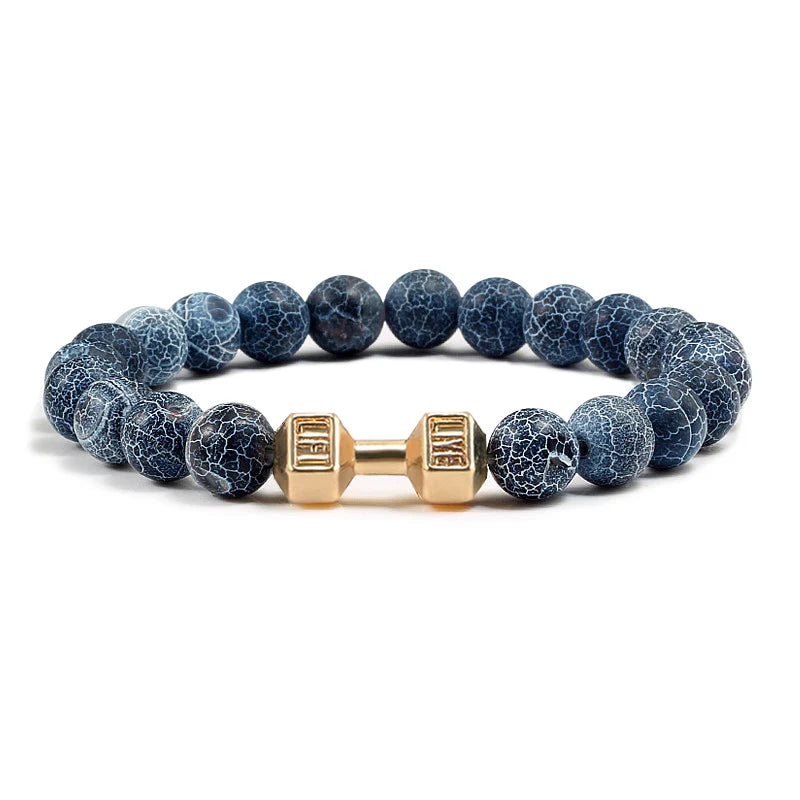 Natural Volcanic Stone Dumbbell Beaded Bracelet