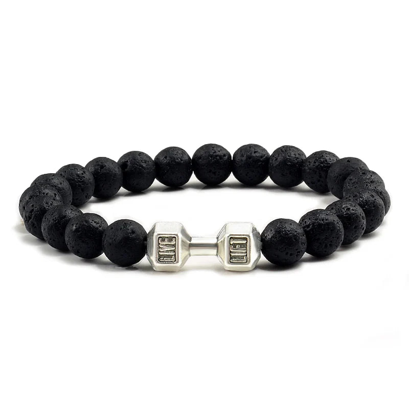 Natural Volcanic Stone Dumbbell Beaded Bracelet
