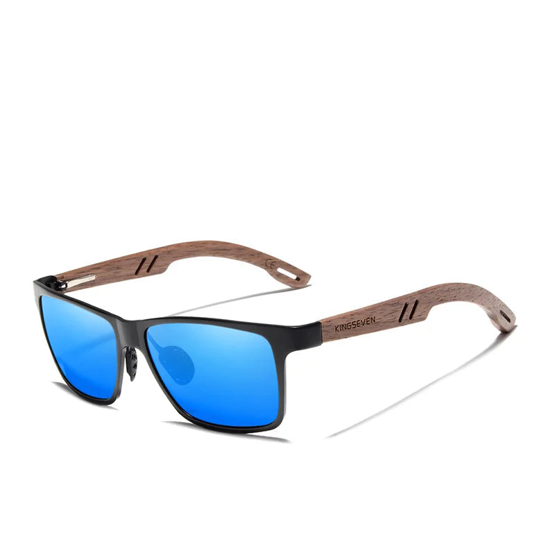 KINGSEVEN Aluminum & Walnut Wood Sunglasses