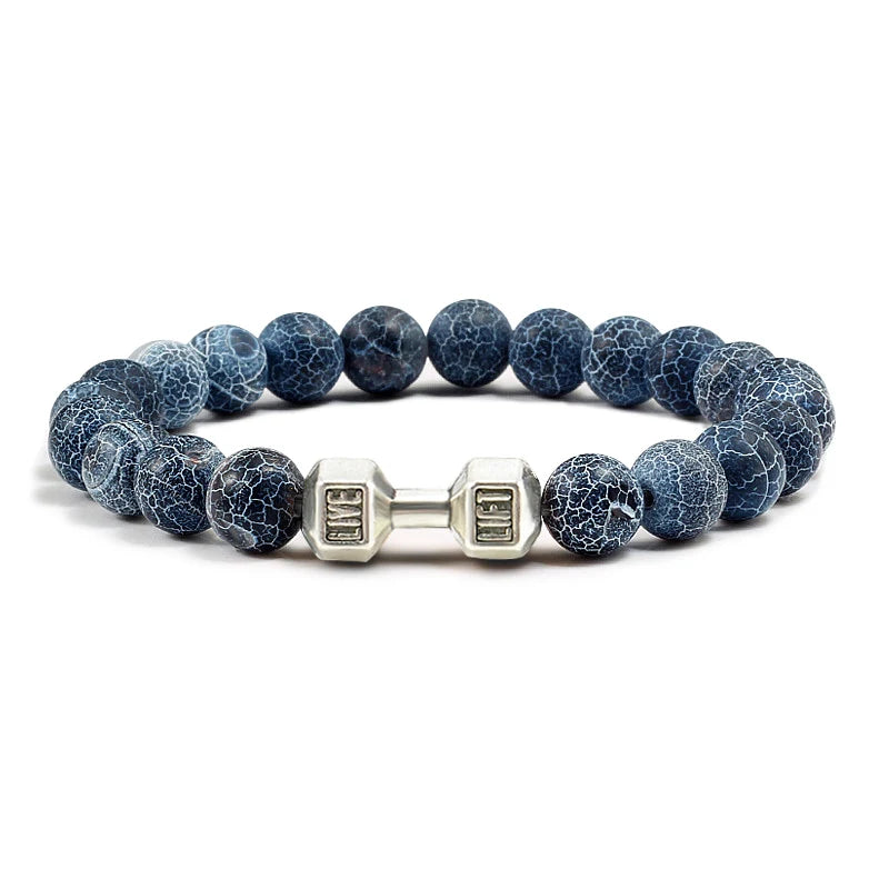 Natural Volcanic Stone Dumbbell Beaded Bracelet