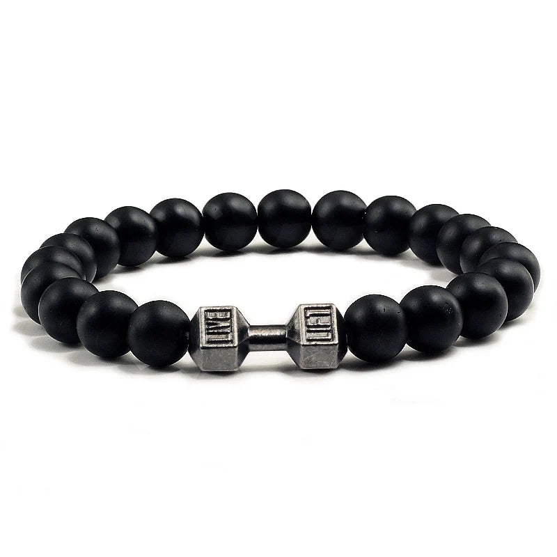 Natural Volcanic Stone Dumbbell Beaded Bracelet