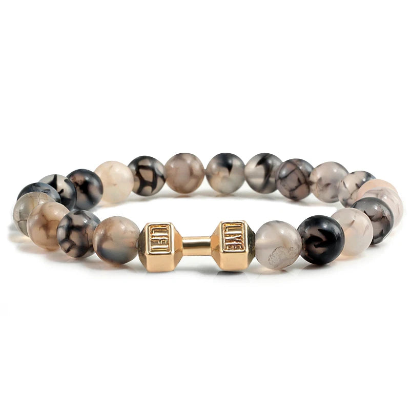Natural Volcanic Stone Dumbbell Beaded Bracelet