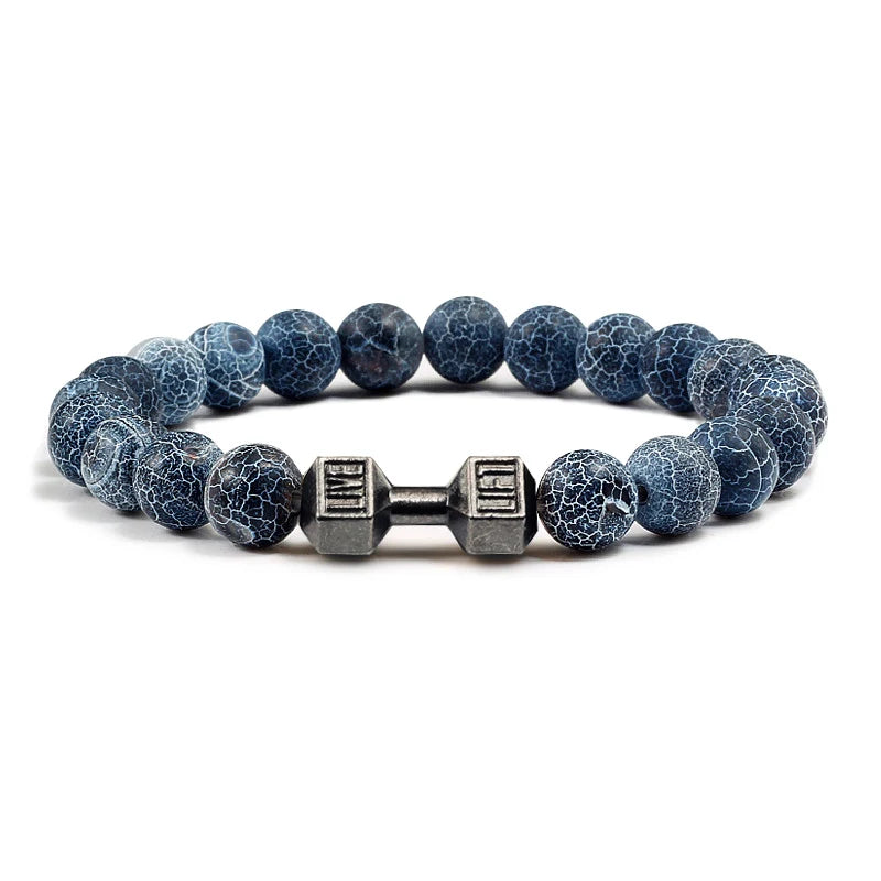 Natural Volcanic Stone Dumbbell Beaded Bracelet