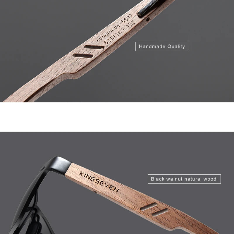 KINGSEVEN Aluminum & Walnut Wood Sunglasses