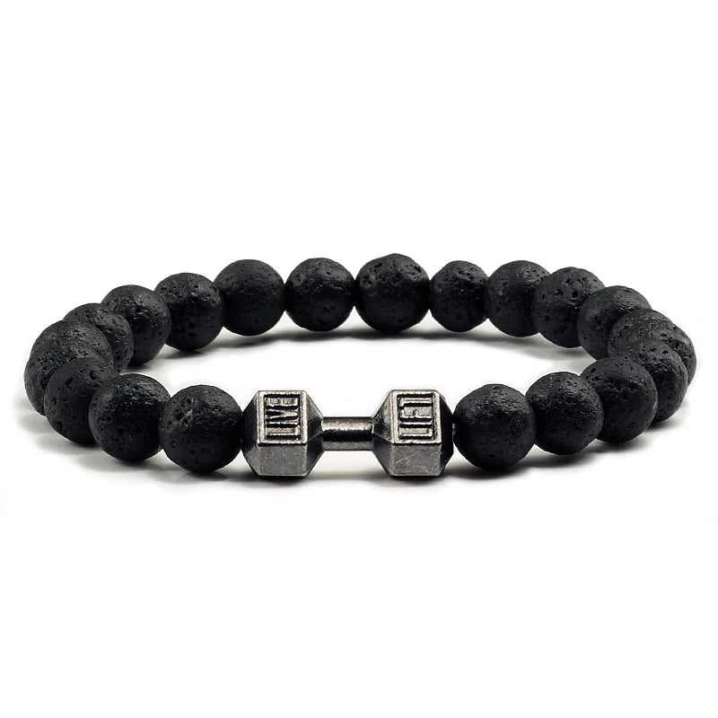 Natural Volcanic Stone Dumbbell Beaded Bracelet