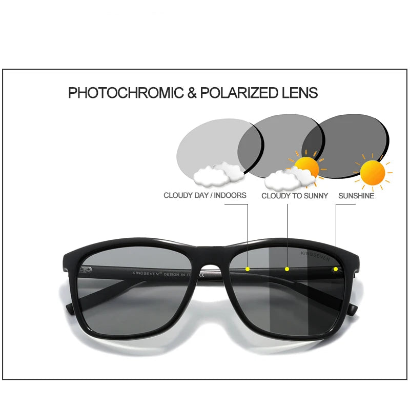 Aluminum Frame Polarized Photochromic Sunglasses for Men
