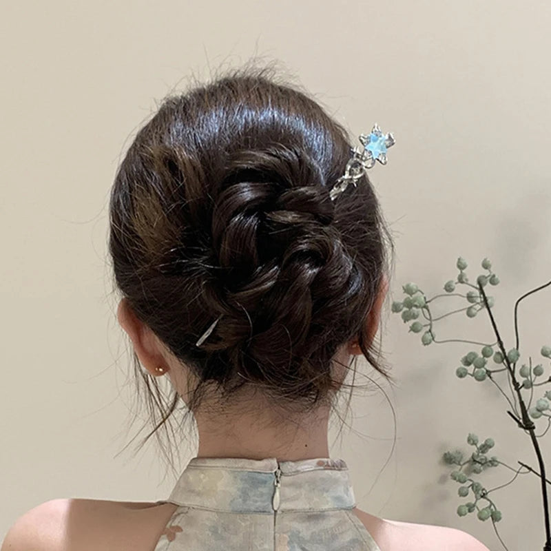 Romantic Moonstone Star & Moon Hair Stick