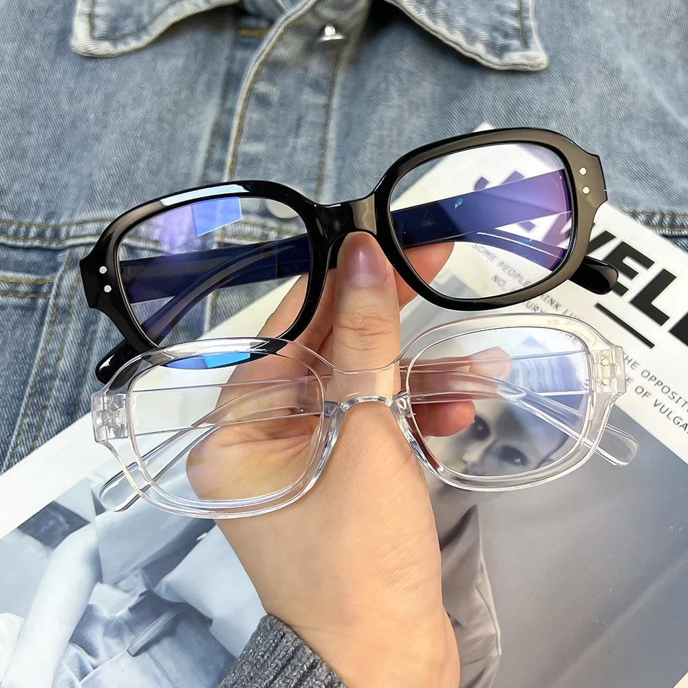 Retro Square & Oval Frame Anti-Blue Light Glasses