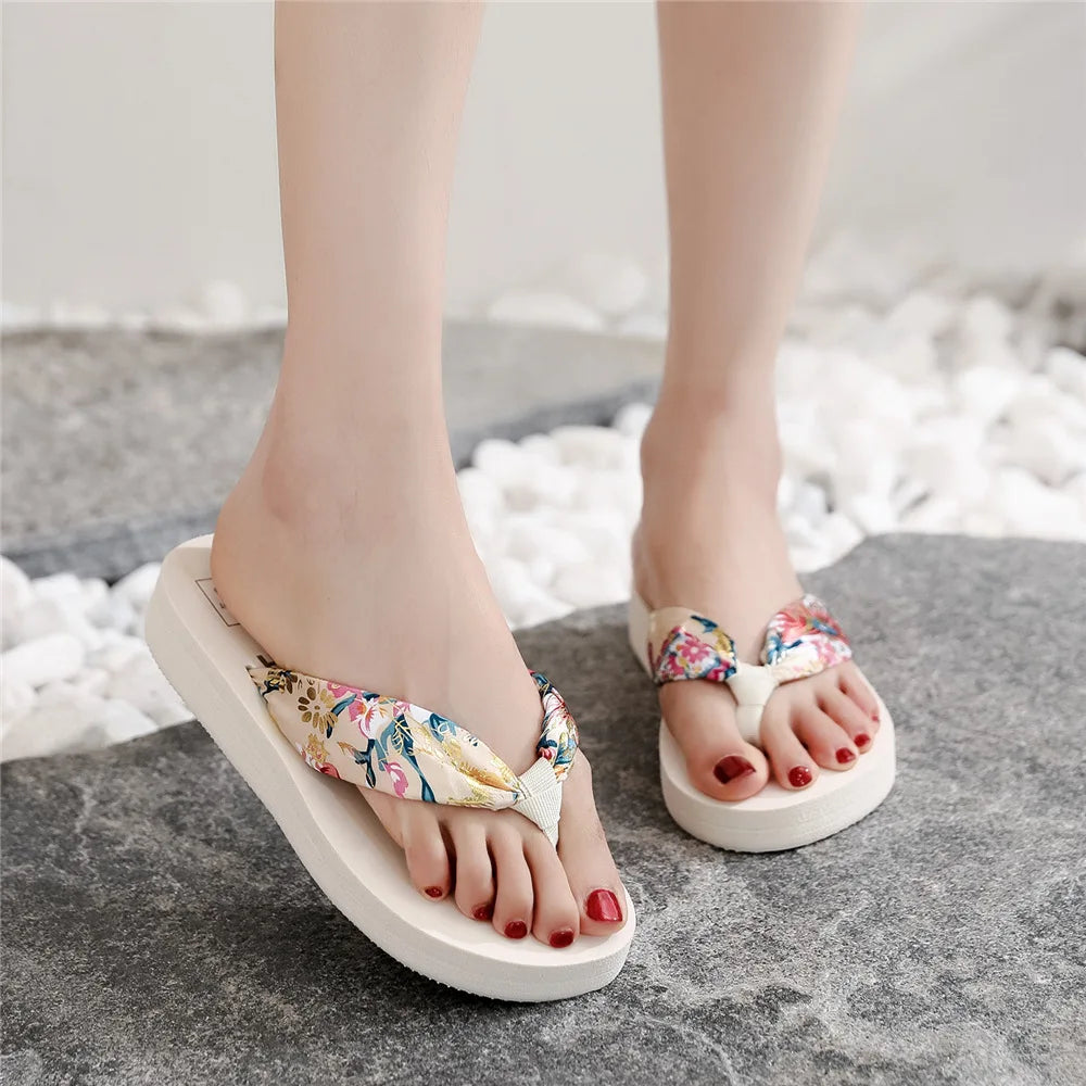 Women’s Summer EVA Satin Ribbon Flip-Flops