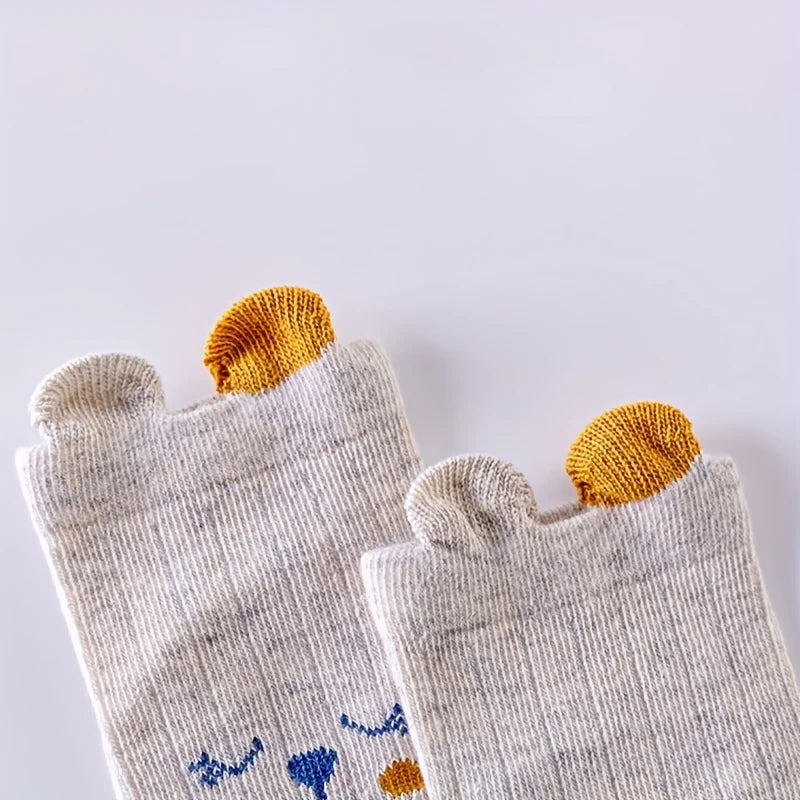 4 Pairs of Cute Bear Design Socks with 3D Ears