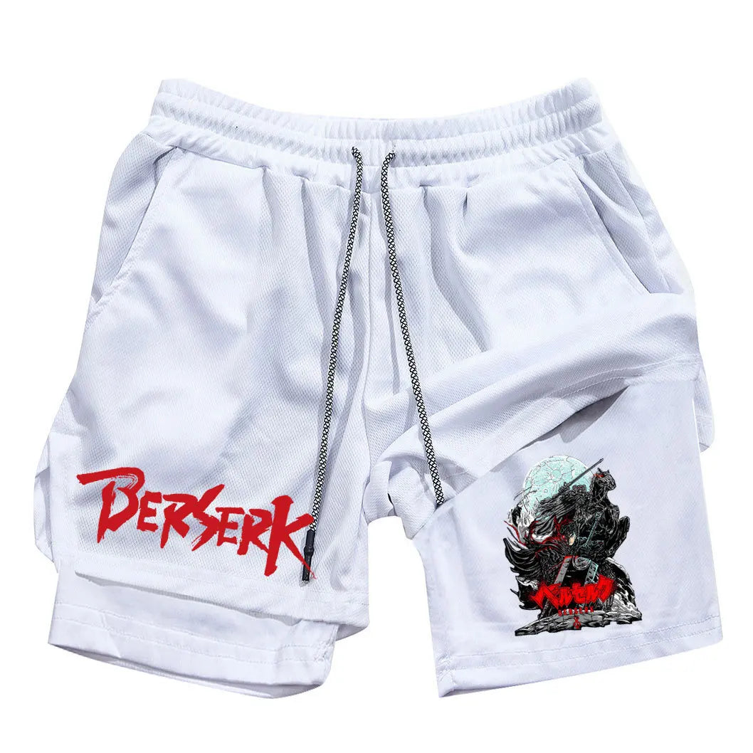 Anime Berserk Print Men’s 2-in-1 Running Shorts
