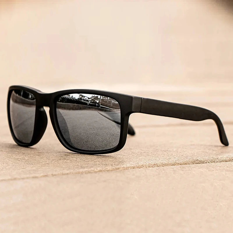 Classic Black Square Polarized Sunglasses for Men