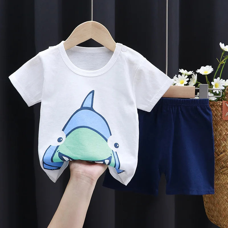 Baby Cartoon T-Shirt & Shorts Set