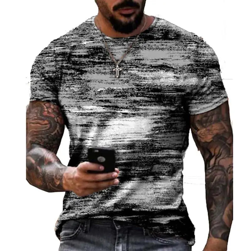 Men’s Graffiti 3D Print T-Shirt – Casual Loose Streetwear Short Sleeve