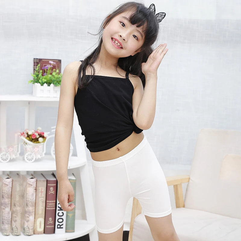 2Pcs Kids Girls Solid Color Cotton Leggings Safety Shorts