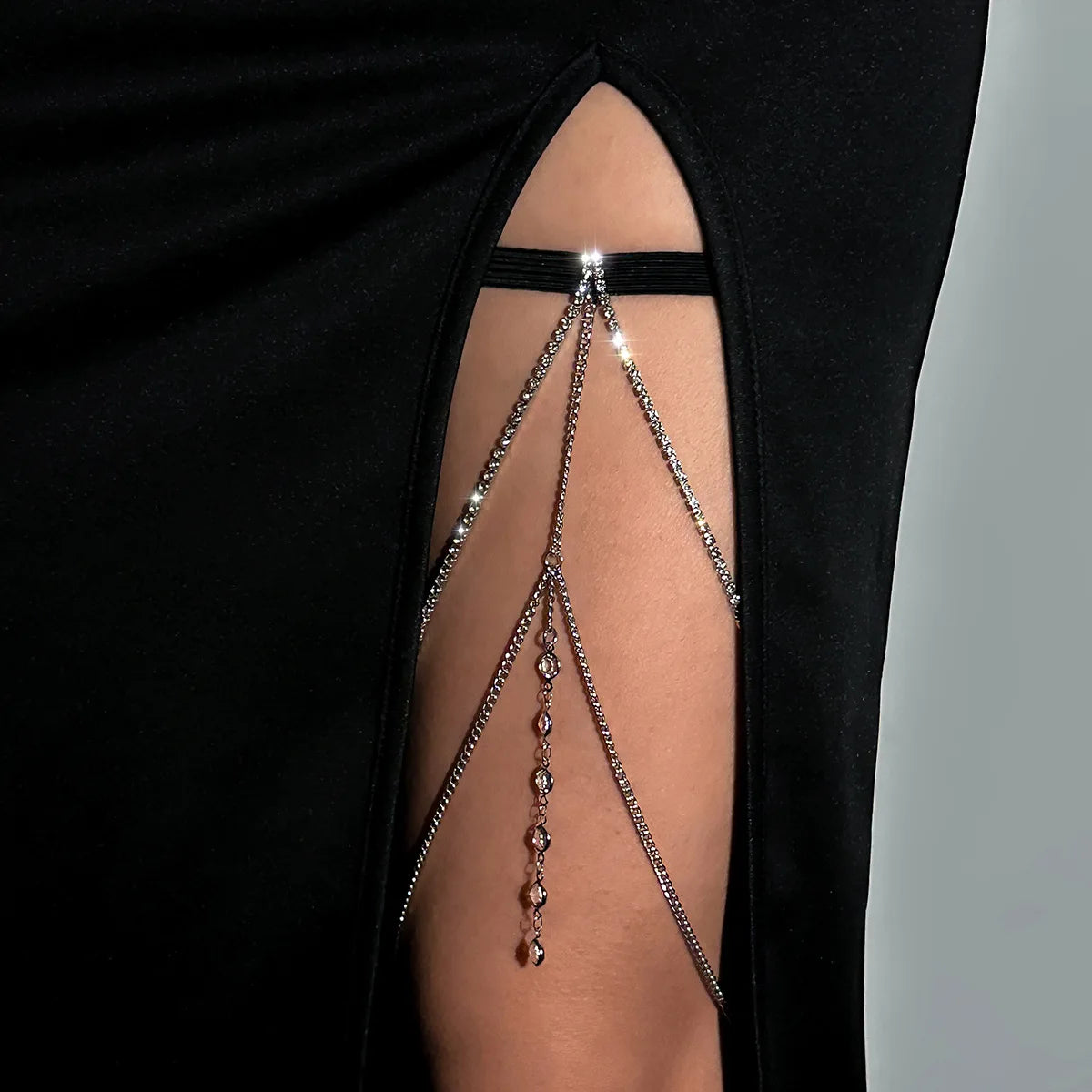 Shiny Crystal Multilayer Tassel Leg Chain