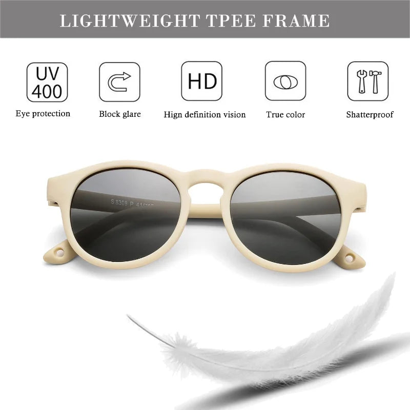 Baby’s First Sunglasses with Strap – Round Flexible Polarized UV400 Silicone Shades