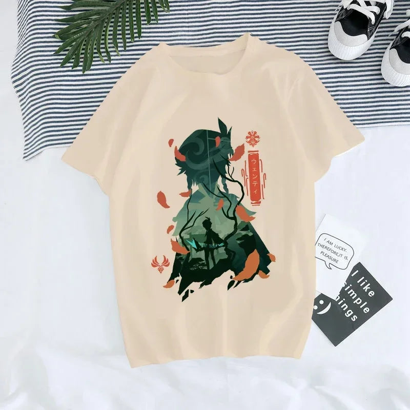 Genshin Impact Kawaii Graphic T-Shirt | Harajuku Anime Tee for Women