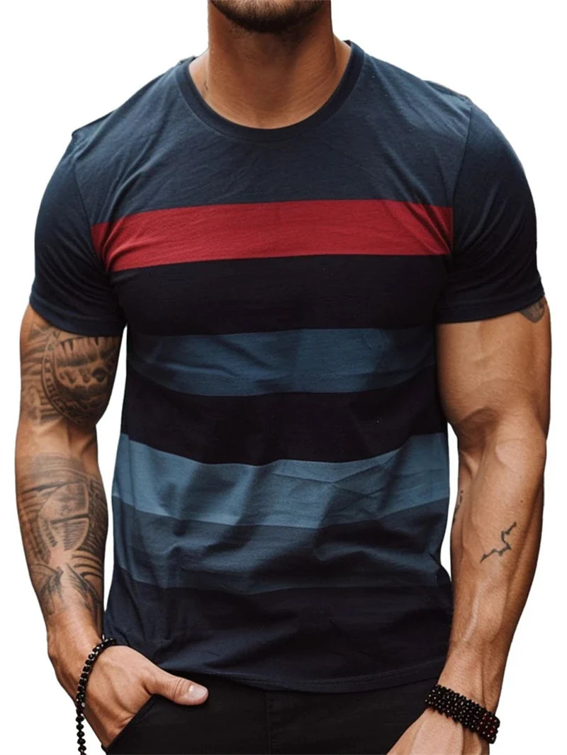 Men’s Stripe 3D Print Quick-Dry T-Shirt