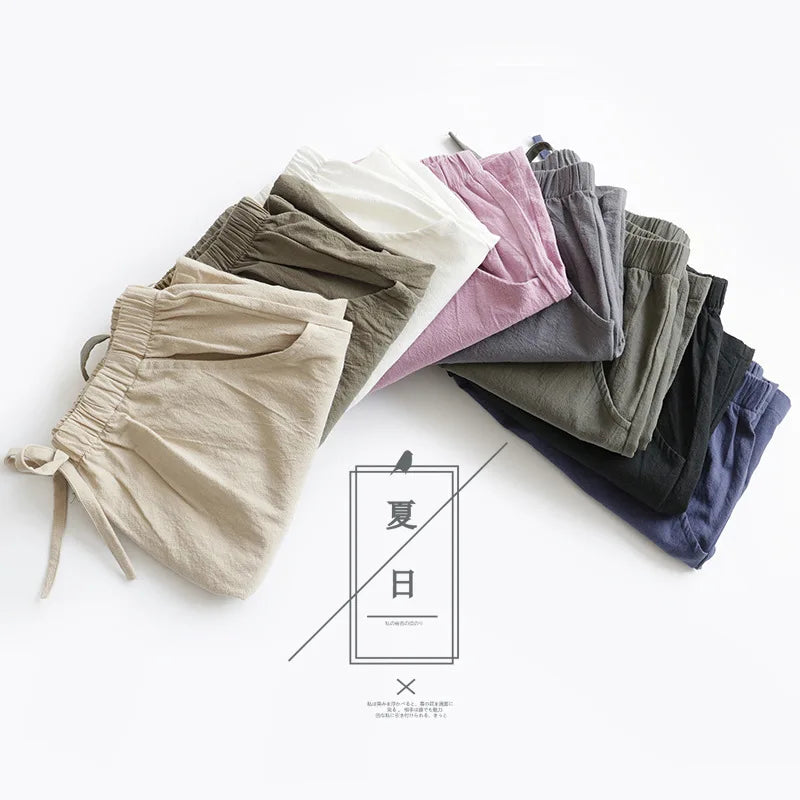 Women’s Summer Cotton Linen High-Waist Shorts | Casual Sports & Fashion Shorts