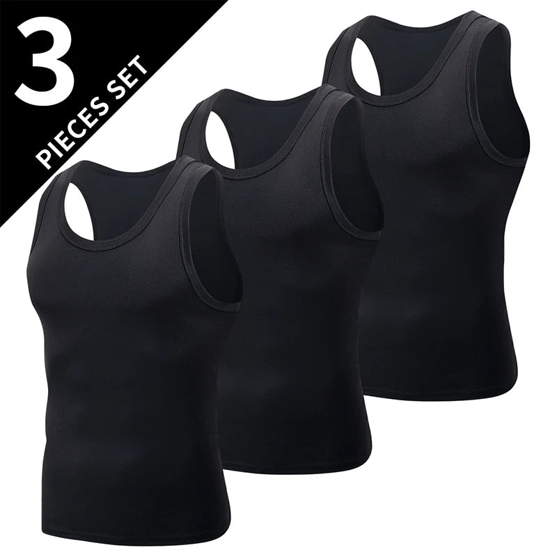 Men’s Classic Black & White Tank Top – Casual Sports Vest