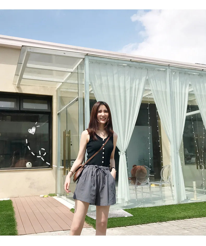 Women’s Summer Cotton Linen High-Waist Shorts | Casual Sports & Fashion Shorts