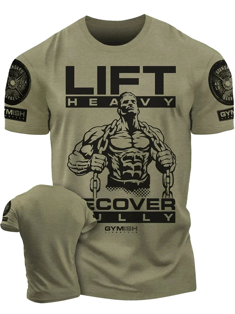 Men’s GYM Letter Print Training T-Shirt | Breathable Lightweight Muscle Fit Sports Tee