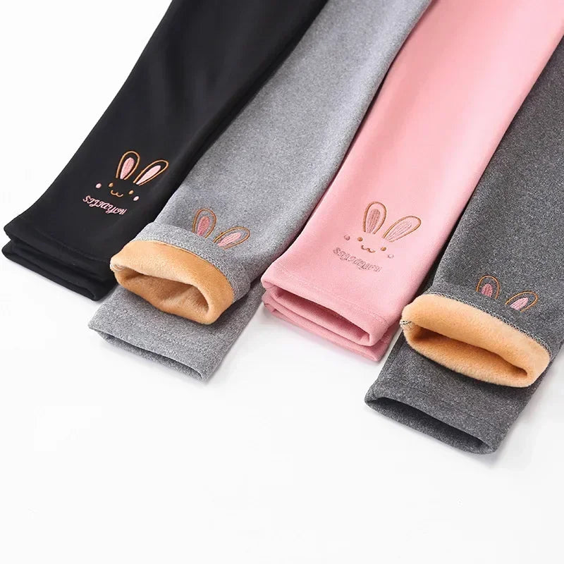 Girls Thermal Leggings – Bunny Print Winter Tights