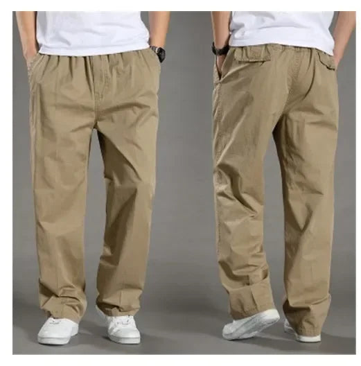 Men’s High Elastic Waist Straight-Leg Trousers