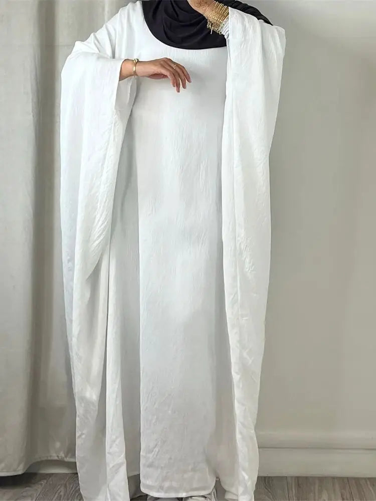 Summer Soft Crepe Linen Khimar Butterfly Batwing Abaya