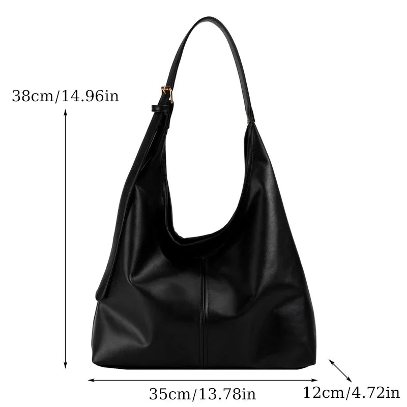 Retro PU Leather Large Tote Bag