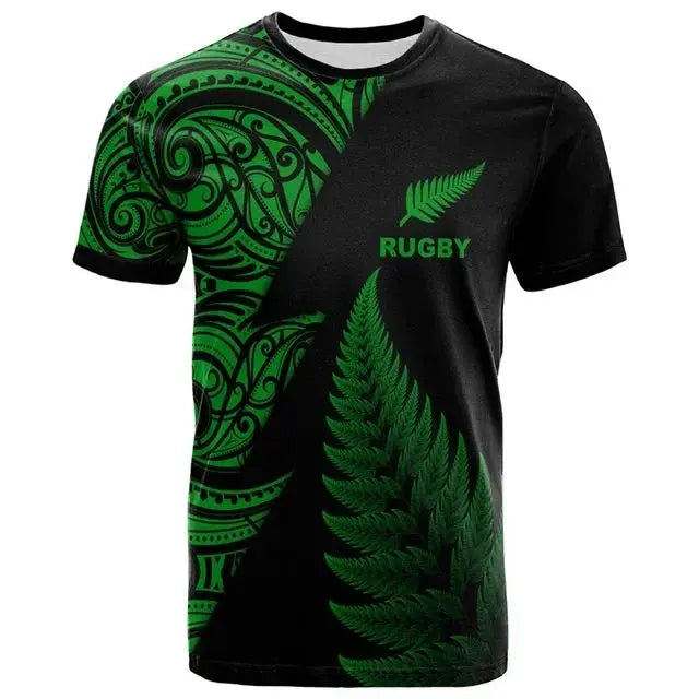 New Zealand Men’s 3D Printed Rugby T-Shirt | Quick-Dry Sports Tee