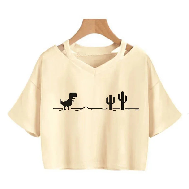 Y2K Graphic Cropped T-Shirt for Women | Harajuku Gothic Korean Style Tee