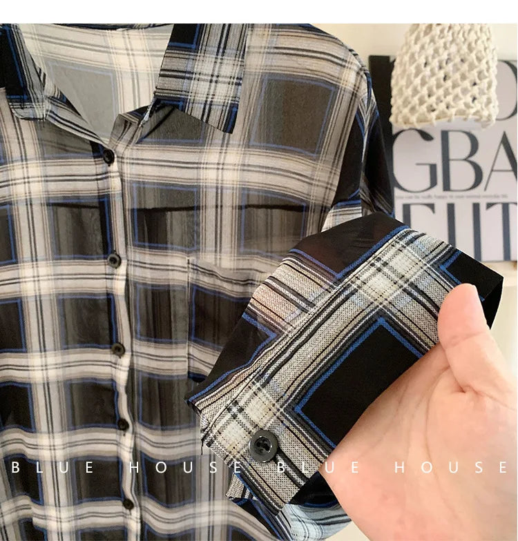 Women’s Red Black Plaid Long Sleeve Shirt