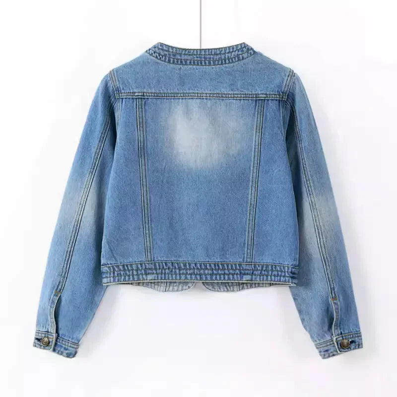 5XL New Quarter sleeved O neck Denim Jacket For women&