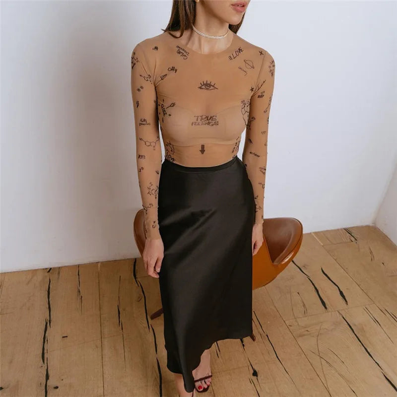 Sexy Slim Fit Long-Sleeve One-Piece Bodysuit for Women